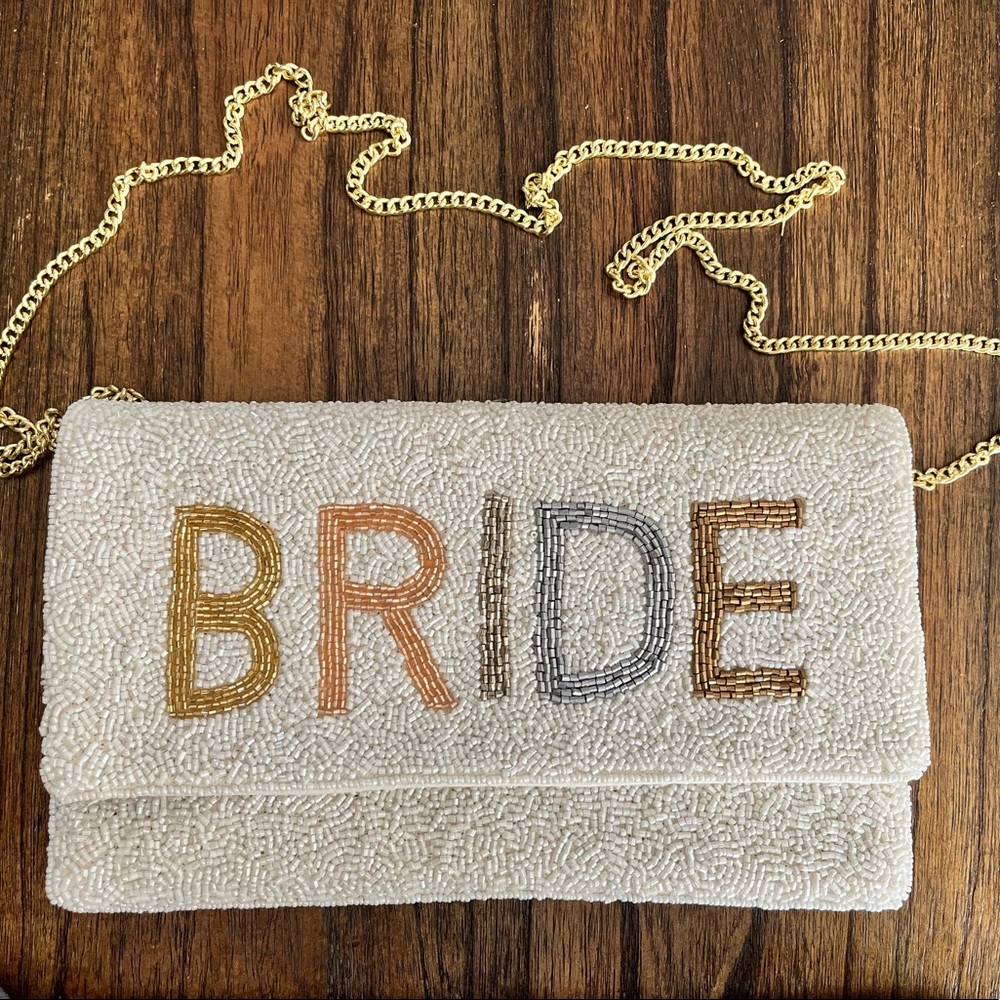 Ivory Beaded BRIDE Clutch/Crossbody